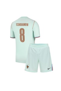 Ranska Aurelien Tchouameni #8 Jalkapallovaatteet Lasten Vieraspeliasu MM-kisat 2026 Lyhythihainen (+ Lyhyet housut)